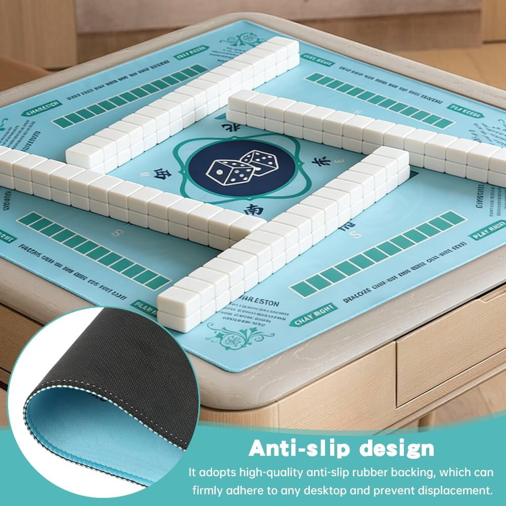 Mahjong Mat, Gaming Mat for Table with Bag, 31.5" x 31.5" Rubber Anti Slip & Noise Reduction Board Gaming Mats for Mahjong/Poker/Board Games/Card Games/Dominoes(Color:Type2)