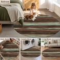 thumbnail image 5 of Round Area Rug 5 Ft, Brown Teal Wooden Washable Non-Slip Circle Carpet for Living Room/Bedroom, Vintage Farmhouse Retro Art Low-Profile Runner Mats Collection Rugs for Indoor, 5 of 8