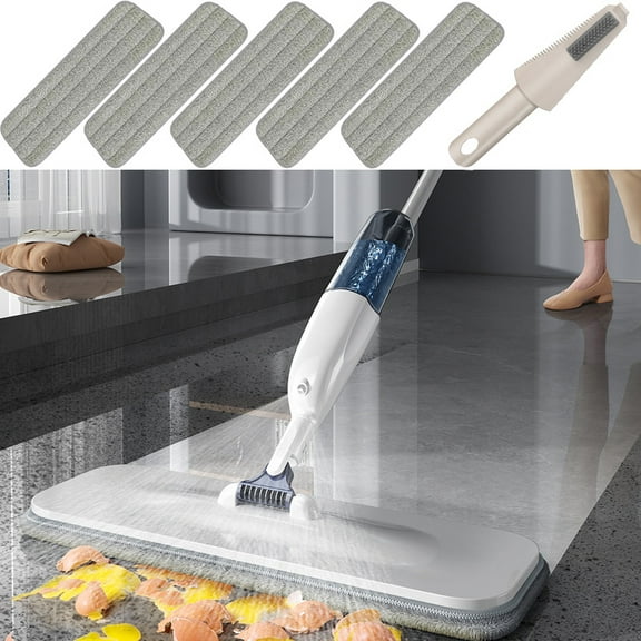 Spray Wet Mops for Hardwood Floor Cleaning - with 5 Reusable Washable Pads Wood Floor Mop with Spray Home Commercial Use Hardwood Laminate Wo