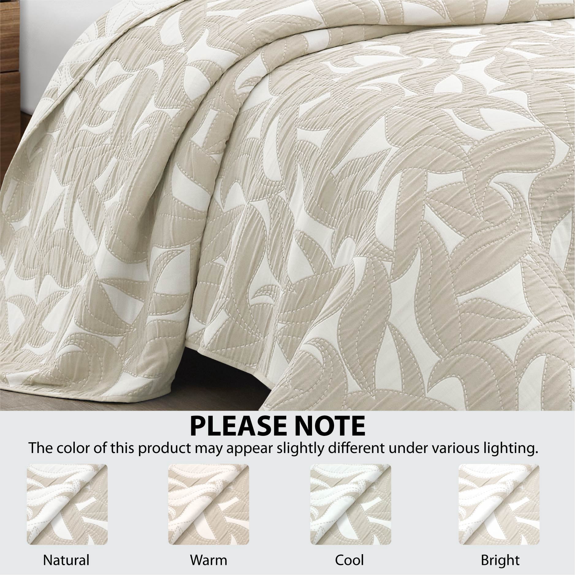 Mainstays Quilt Beige Paisley Floral, Polyester Quilted, Full/Queen - Breathable, Hypoallergenic, Antimicrobial