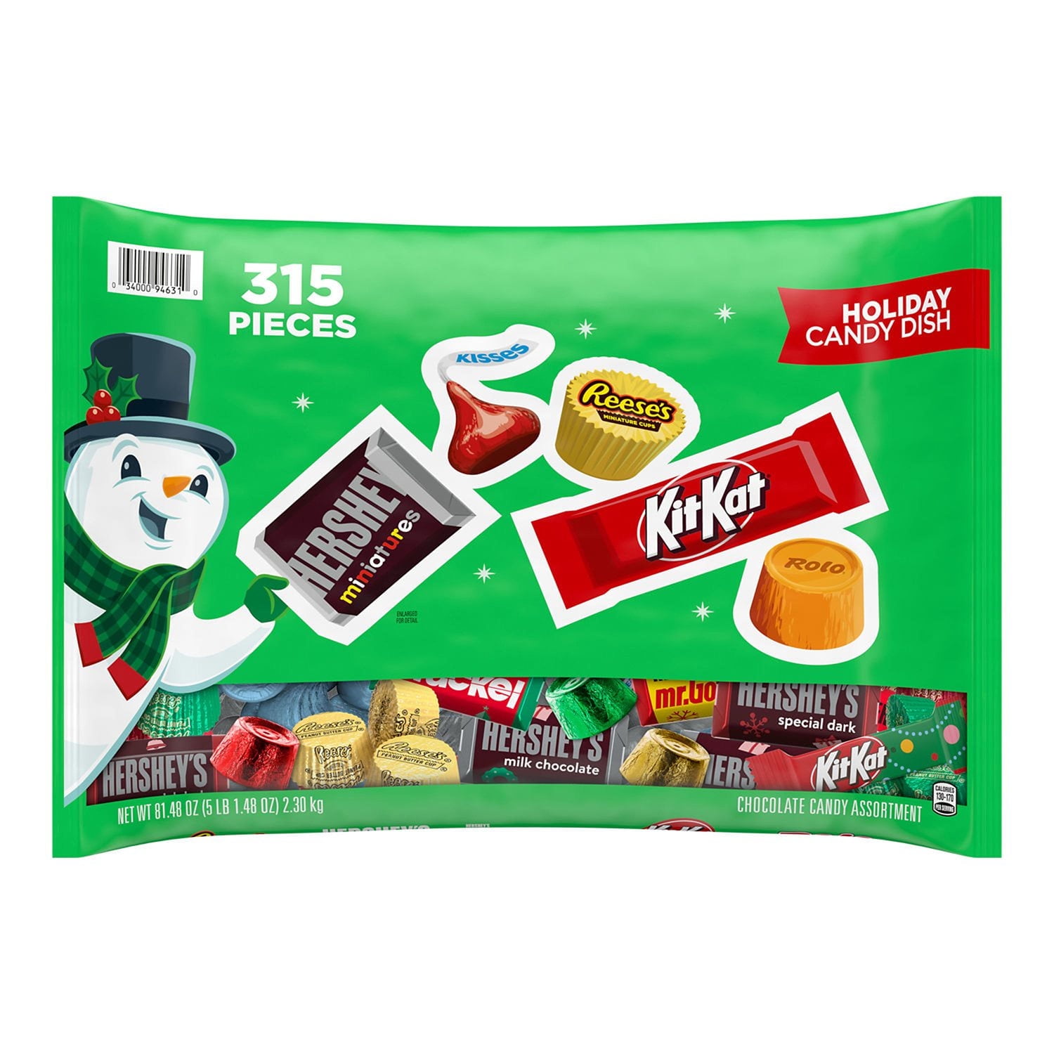 HERSHEY’S Festive Favorites Chocolate Candy Variety Pack (315‑Piece)-With Olive White Bowl By OMA