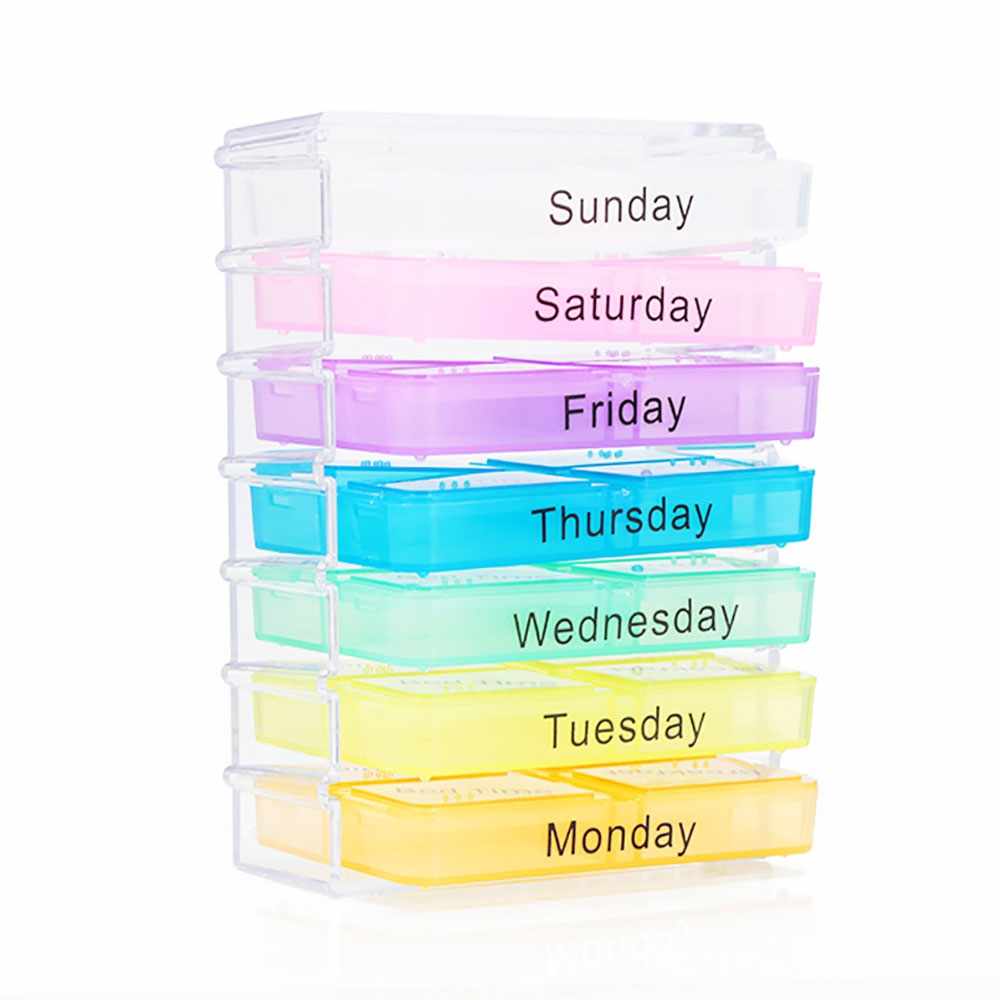 Daily Pill Organizer 7 Day Weekly Compact Prescription and Vitamin