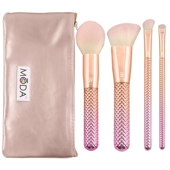 Moda Brush Rosé 4pc Complete Makeup Brush Kit