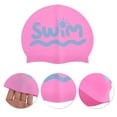 thumbnail image 3 of Unique Bargains 1 Pc Silicone Letter Print Swim Cap Pink, 3 of 6