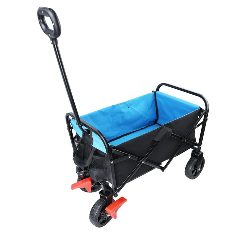 Mini Folding Wagon,Beach Wagon with Wheels,Outdoor Utility for Sports, Shopping, Camping,black+blue+brake Mini Folding Wagon,Beach Wagon with Wheels,Outdoor Utility for Sports, Shopping, Camping,black+blue+brake