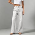 thumbnail image 4 of MXUIKV Jeans Women Relaxed Fitted Straight Leg High Waist Denim Pants Casual Trousers with Pockets(XX-Small,White), 4 of 7