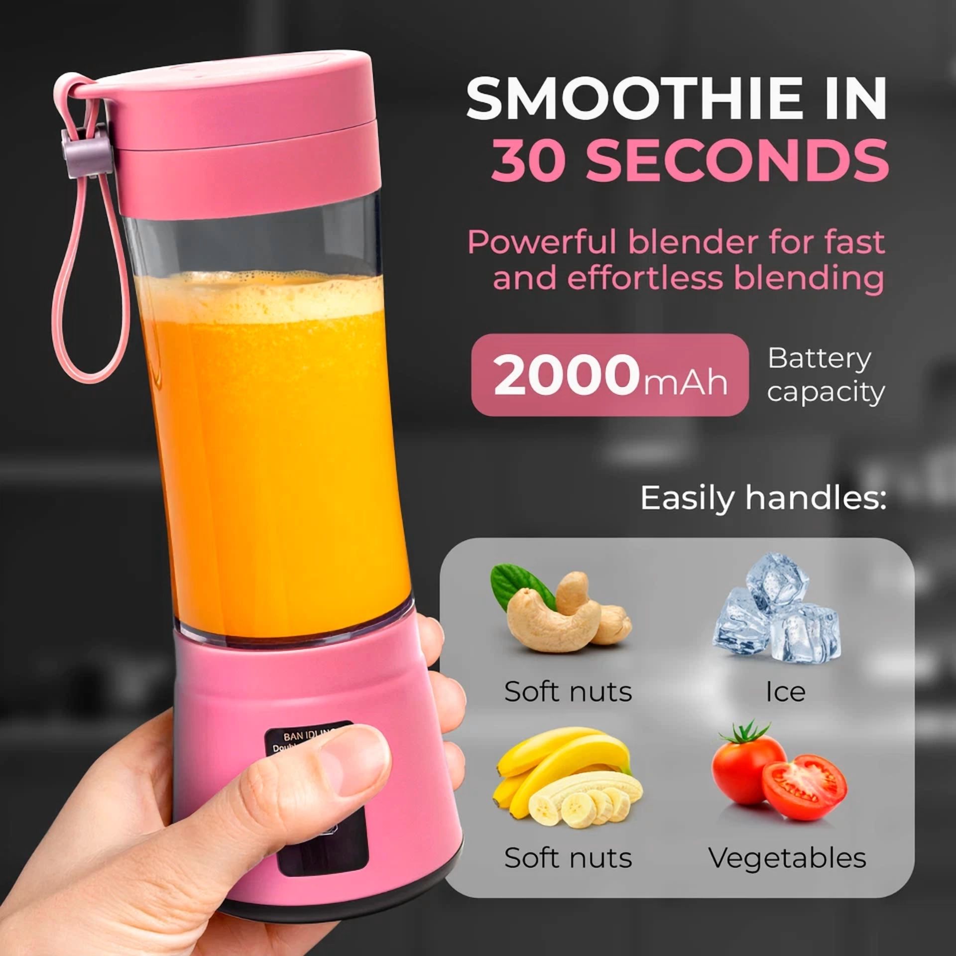Portable Blender Personal Mini Mixer Protein Shakes Juicer Cup Usb Rechargeable