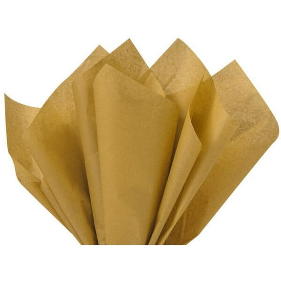 Pack Of 480, Solid Antique Gold Tissue Paper 20 X 26" Sheet Half Ream Made From 100% Post Industrial Recycled Fibers Made In USA