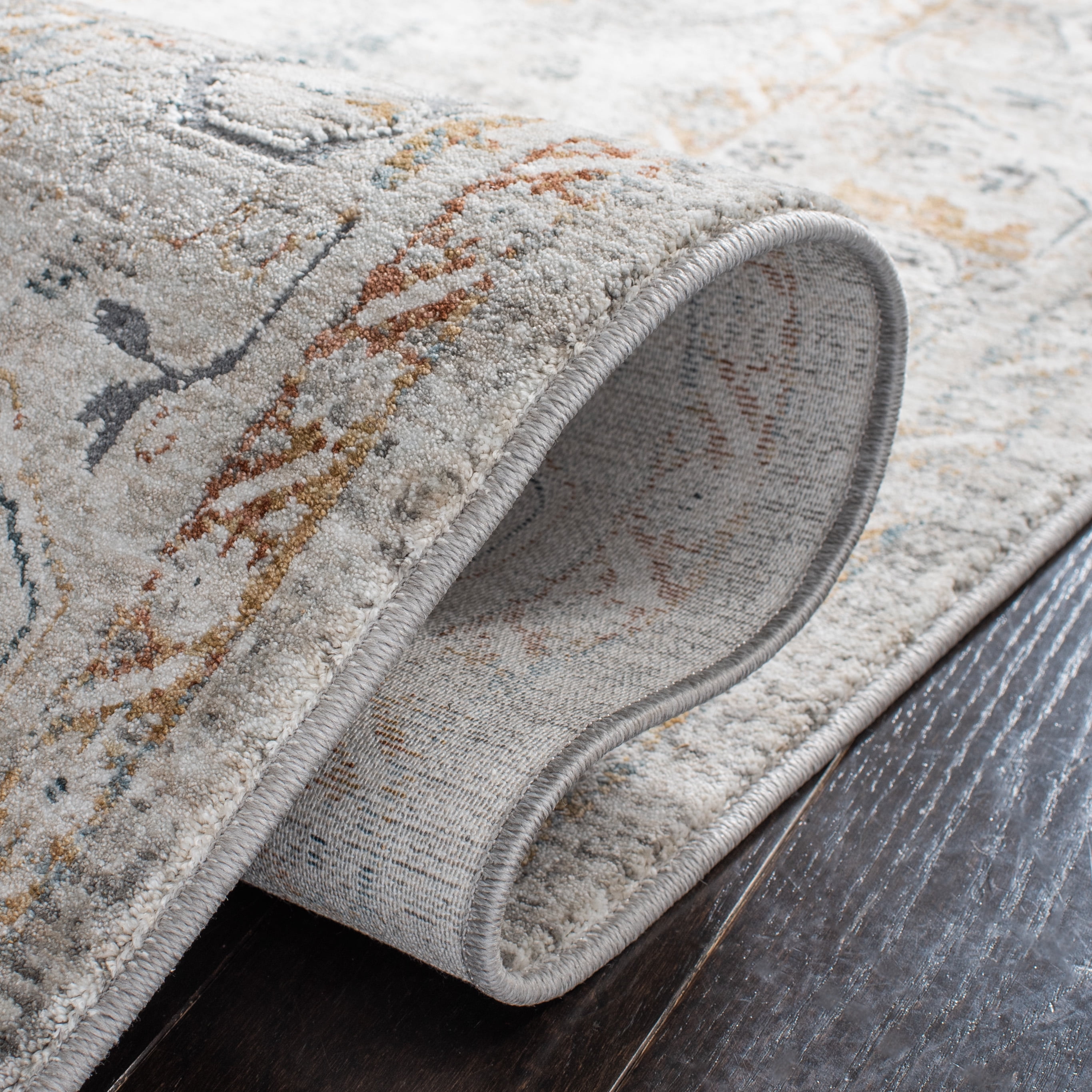 Safavieh Dream Terrance Modern Polyester Runner Rug, Ivory/Light Gray, 2' x 8'
