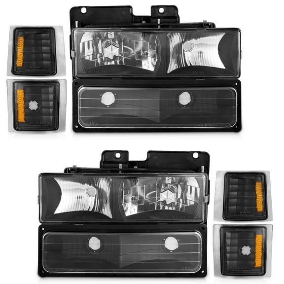 WEELMOTO Headlights Assembly for 1994-1998 Chevy C10 C/K 1500 2500 3500 Tahoe/Suburban/Silverado, 92-94 Blazer Pickup w/Corner and Bumper Light