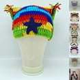 thumbnail image 4 of ROZYARD Y2k Handmade Cat Ear Shape Hat Knit Winter Windproof Hat with Dangle Pompoms, 4 of 20
