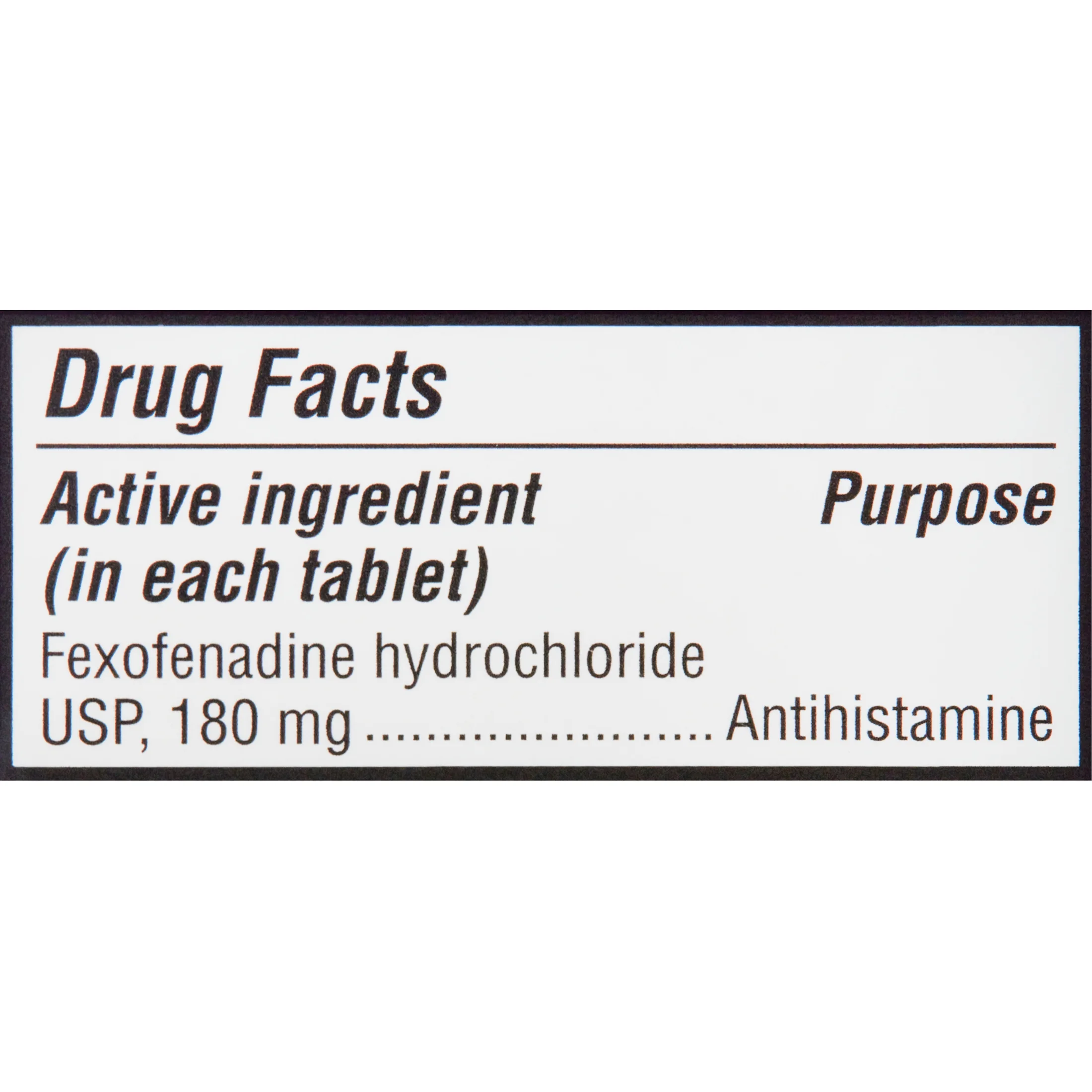 Equate Fexofenadine Hydrochloride USP Non-Drowsy Allergy Relief Tablets, 180 mg, 30 Count, Compare to Allegra® Allergy 24 Hour Active Ingredient