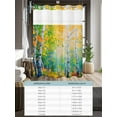 thumbnail image 6 of No Hook Cloth Fabric Shower Curtain with Snap in Liner, Modern Oil Painting Waterproof Shower Curtains Set with See Through Top Window, Green Yellow Leaves Trees Pastoral Bath Curtains Shower 72"x84", 6 of 6