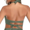 thumbnail image 5 of Alkepwun Womens Bikini Top Sexy Halter Neck Tie Knot Back Twist Ruched Padded Bikini Top Swimsuit Bathing Suit Tops Only, 5 of 6