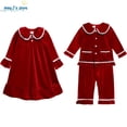 thumbnail image 2 of Conjuntos de pijamas familiares a juego de Navidad esenciales para invierno, ropa de dormir para niños y niñas, ropa de encaje de terciopelo rojo para niños, traje para bebés, 2 of 4