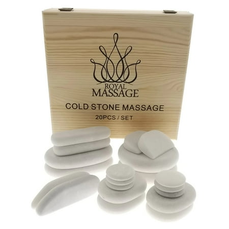 Wooden Massage - 20pc Massage Marble Cold Stone Therapy Set w/Wooden Case