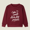 thumbnail image 2 of Little Girls Sweatshirts Boys' Long Sleeves Warm Pullover Letter Printed Casual Thick Crewneck Children's Wear Tops for Girls Size 6-7T, 2 of 7