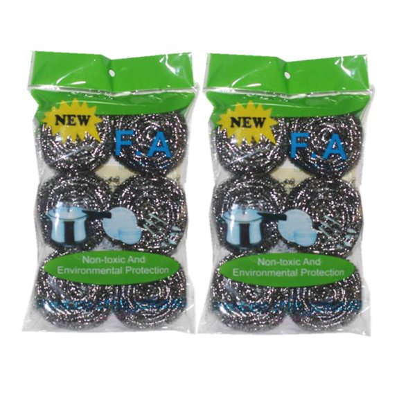 2Pack Metal Scrubber For Pots And Pans - Stainless Steel Scrubber Scrubbing Scouring Pad Sponges Clean Dishes Ovens and Broiler Rack Steel Wool Pads 12Pcs