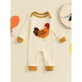 thumbnail image 2 of FEORJGP Infant Baby Girl Boy One-piece Rompers 0 3M 6M 9M 12M Toddler Long Sleeves Jumpsuits Rooster Embroidery Round Neck Playsuits Full Length Ribbeoys Casual Comfy Clothes for Spring Fall, 2 of 9