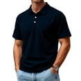 thumbnail image 3 of Yifymode Polo Shirts for Men Dry Fit Golf Polos Pleated Short Sleeve Button Up Shirt Plus Size Summer Cotton Athletic Tshirts,Navy XL, 3 of 7