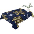thumbnail image 2 of Navy Blue Christmas Table Cloth Waterproof Tablecloths, Winter Xmas Snowflakes Textured Tablecloth Dining Table Cover for Kitchen Party Tabletop Outdoor, Rectangle Tablecloth 60x84 Inch, 2 of 9