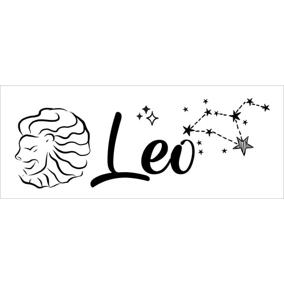 Leo the Lion with Zodiac Symbol Artwork for Living Room Vinyl Wall Decal - Constellation Space Symbol Art Design for Bedroom Wall Decoration - Unique Horoscope Sign for the Birth Months of July 23 to