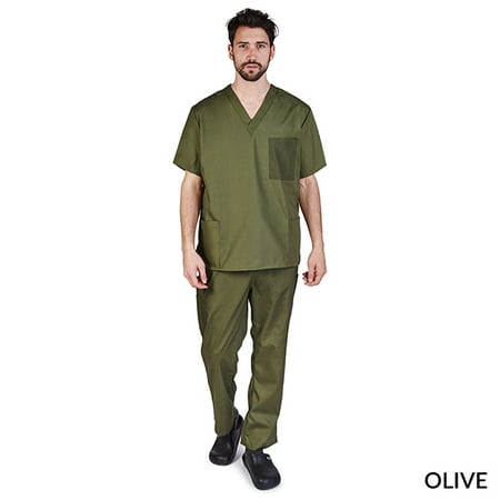 

M&M SCRUBS Solid Men Scrub Set Men Medical Uniforms 201 (OLIVE)