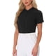 thumbnail image 4 of INSPIRAR CHIC Blusa de cuerpo con cuello alto y mangas cortas con botones para mujer XS Negra, 4 of 6