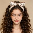 thumbnail image 4 of UJNDER Summer French Floral Print Silk-like Headband for Hair Wrap Scarf Bow Tie Soft Boho Style Head Tie Accessory Headbands for Women,01_Khaki,One Size, 4 of 5