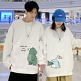 thumbnail image 2 of Sudadera con capucha y cuello redondo a juego con estampado de dinosaurio y monstruo bonito para pareja, para novio, novia, otoño e invierno, personalizada, 2 of 5
