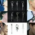 thumbnail image 4 of GKNET 1Pc Punk Men Women Stainless Steel Cross Stud Earring Ear Clip Hip Hop Jewelry-61-Silver Ear Clip #1, 4 of 9