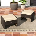 thumbnail image 2 of RELAX4LIFE Wicker Outdoor Ottomans for Patio-2-Piece Rattan Footstools w/Removable Cushions, 3-In-1 Multipurpose Footrest, Additional Seating & Side Table for Balcony, Set of 2 Patio Ottoman (Beige), 2 of 8