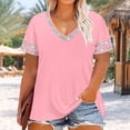 thumbnail image 6 of Sexlip Women's T-Shirt Summer V-Neck Short Sleeve Loose Fit Great for Layering Comfortable Wear Suitable for Spring Weather Pink XXXXL, 6 of 6