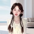 thumbnail image 3 of Hair Extension, Braid Hair Extension Easy To Use 2 Pcs with 2 Bow Wig Clips for Styling Deep Brown,Light Brown, 3 of 7