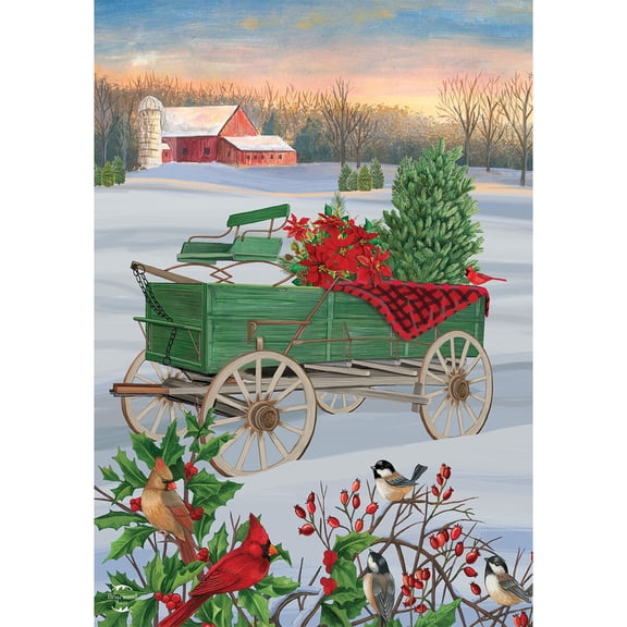 Briarwood Lane Winter Garden Flag 12x18 For Outdoor Winter Wagon Christmas For Christmas Garden Flag Flags For Outside