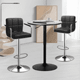 thumbnail image 4 of Magshion Set of 3 Bar Table and Chair Set, 23.5" Pub Table and Adjustable Bar Stools with Armrest for Dining Counter Pub, Black/Silver, 4 of 12
