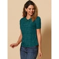 thumbnail image 3 of DARING DIVA Women's Contrast Peter Pan Collar Polka Dots Tops M Blue Green White, 3 of 6