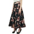 thumbnail image 3 of Phagun Cotton Ruffled Self Belt Floral Printed Magic Women's Wrap Skirt-Black, 3 of 6