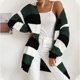 thumbnail image 4 of Cárdigan de mujer, nuevo abrigo informal de moda para otoño/invierno, largo medio, tejido a rayas, abrigo tipo cárdigan para mujer, 4 of 5
