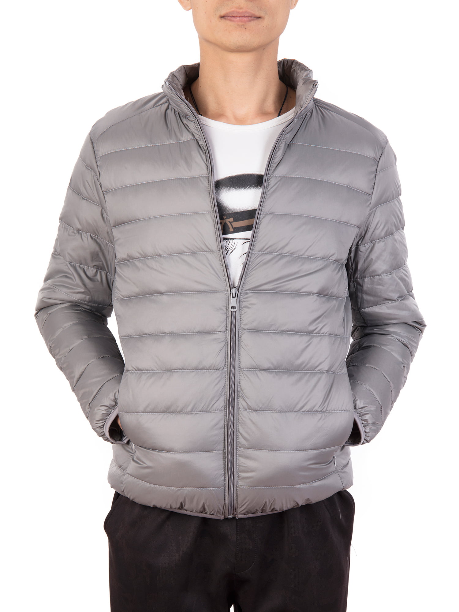 Generic Mens Down Jacket Packable Lightweight Puffer Winter Coat with Hood