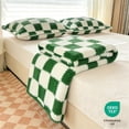 thumbnail image 3 of ROSEKIND Colorful Checkered Flannel Blanket, Super Soft Aesthetic Checkerboard Throw, Thick Fuzzy Fleece Nap Blanket for Single Bed, Gifts for Men, Women and Pets, 60"x80", Forest Green, 3 of 7