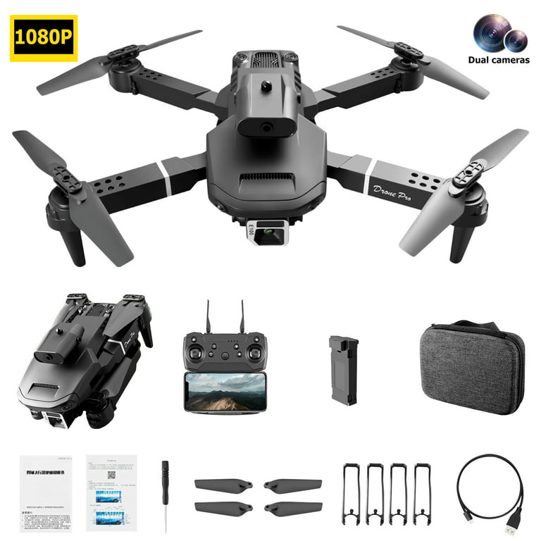 Brushless Drone with Camera for Adults 4K 1080P GPS Drone Follow Me RC  Quadcopter Helicopter L600 Pro Max Dual Cameras with Storage Bag Gray 1080P  Dual Camera & 2 Battery 