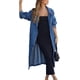 thumbnail image 3 of VIVICOLOR Abrigo largo de mezclilla para mujer con cinturón largo Denim Jean chaqueta gabardina manga larga con botones Jean cortavientos, 3 of 4