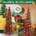 thumbnail image 3 of Árbol de Navidad XBA de 5 pies con 90 luces LED, 8 modos, oropel rojo/verde, 3 of 8