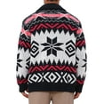 thumbnail image 3 of Men's Shawl Collar Long Sleeved Button Pattern Knitwear Cardigan Sweater 2XL Black Red, 3 of 6