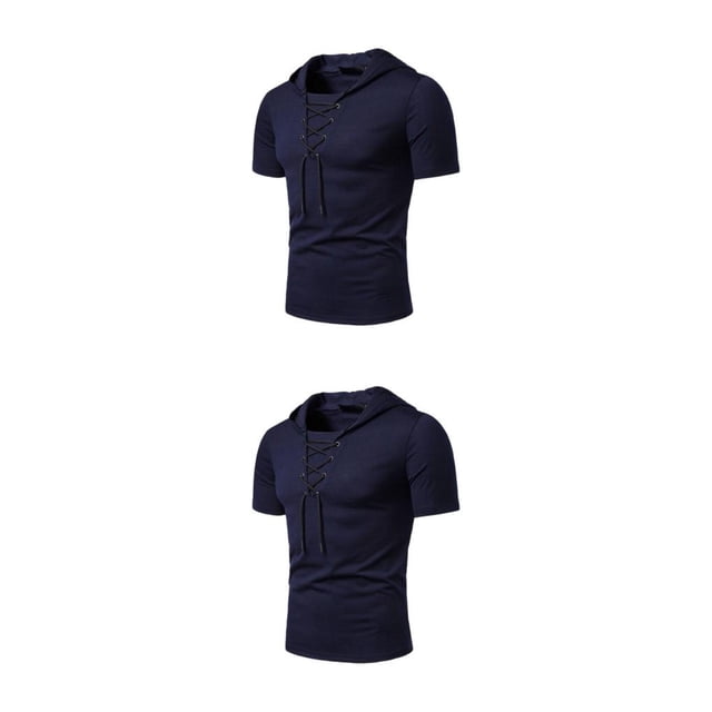 Qarigey Sudadera lisa de manga corta - Ligera y transpirable para el tiempo libre Azul marino L Azul marino L 2Conjunto
