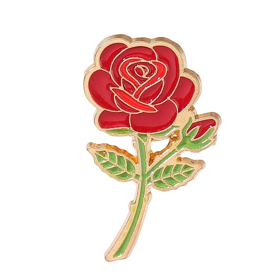 Rose Enamel Lapel Pin – Elegant Red Floral Brooch for Jackets, Blouses & Hats | Metal & Enamel Fashion Accessory Gift