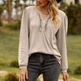 thumbnail image 5 of Womens Dressy Sweaters 2025 Fall Winter Long Sleeve Button Down Ruffle Henley Neck Casual Cotton Pullover Tops, 5 of 6
