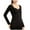 Black, variant on Lovzfmll Women's Winter Thermal Underwear with Solid Color, V-Neck Long Sleeve with Seamless Built-in Bra for All-Day Cold Protection