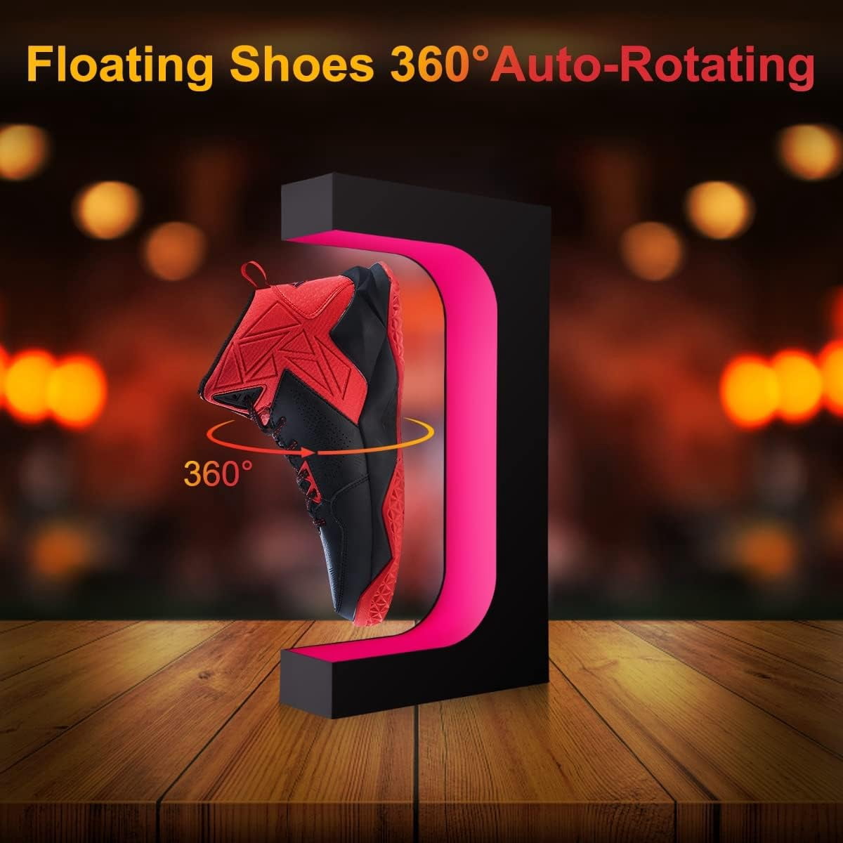 VGAzer Levitating Shoe Display Stand, Magnetic Floating Rotating Sneaker with LED Light Remote Control,Rotation Spinning Shoe Rack Holder,Home Office Decor